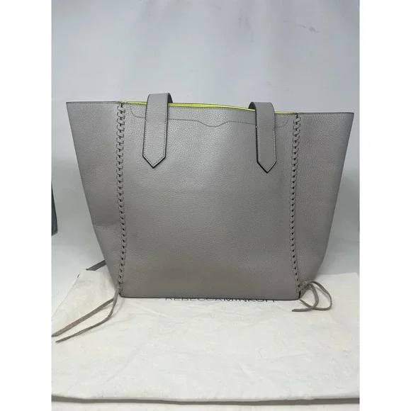 Rebecca Minkoff  Panama Leather Tote Bag Grey / Lime Inner $295 EUC - Picture 7 of 14